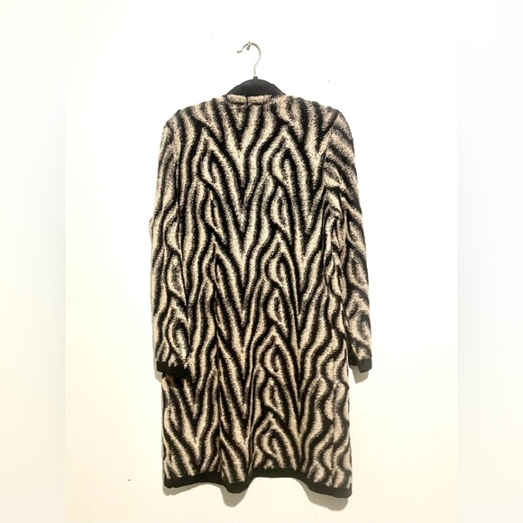 Chico's Sz Large (2) Alicia Long Duster Cardigan Mohair Wool Blend Animal Print - Picture 5 of 7